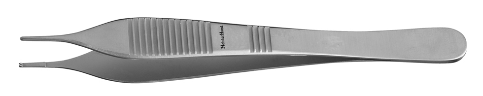 Tissue Forceps MeisterHand® Adson 4-3/4 Inch Length Surgical Grade German Stainless Steel NonSterile NonLocking Thumb Handle Straight 1 X 2 Teeth with Tying Platform by Integra York PA, Inc. (Miltex)  ID MH6-123